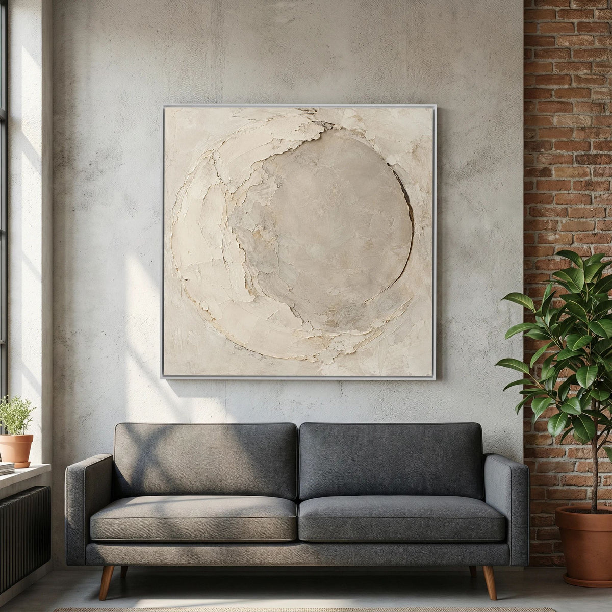 Quiet Limestone Orbit Art Print, Extra Large, White Frame
