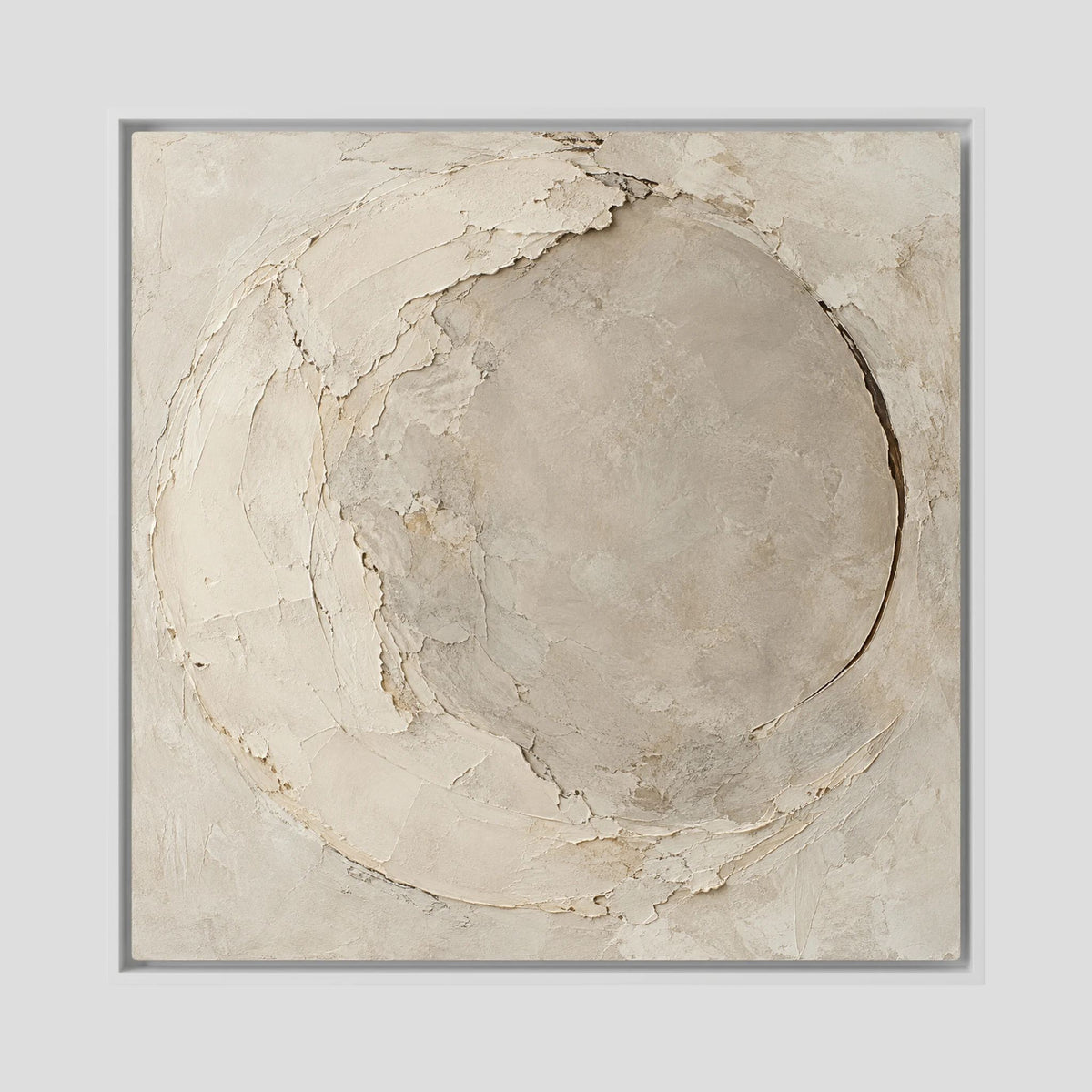 Quiet Limestone Orbit Art Print, Extra Large, White Frame