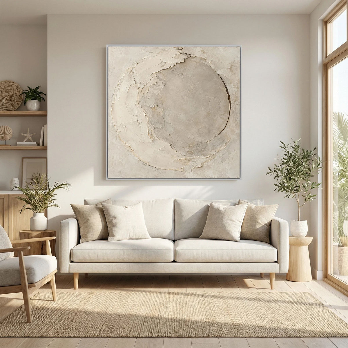 Quiet Limestone Orbit Art Print, Extra Large, White Frame