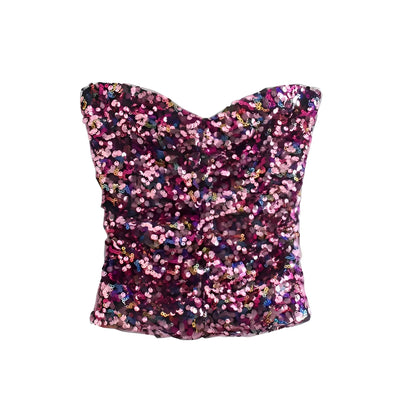 Elegant Strapless Slim Sparkling Tank Top