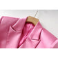 Vireous Women's Pink Satin Suit Jacket and Skirt Set