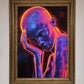 Neon Woman, Hands in Head Framed Print