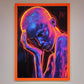 Neon Woman, Hands in Head Framed Print