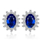Princess Diana-Style Synthetic Sapphire 925 Sterling Silver Earrings Set