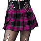 Heartless Nixie Check Skirt in Black & Dark Pink