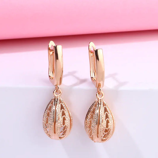 Rose Gold Renaissance-Style Earrings with Zirconia Gemstones