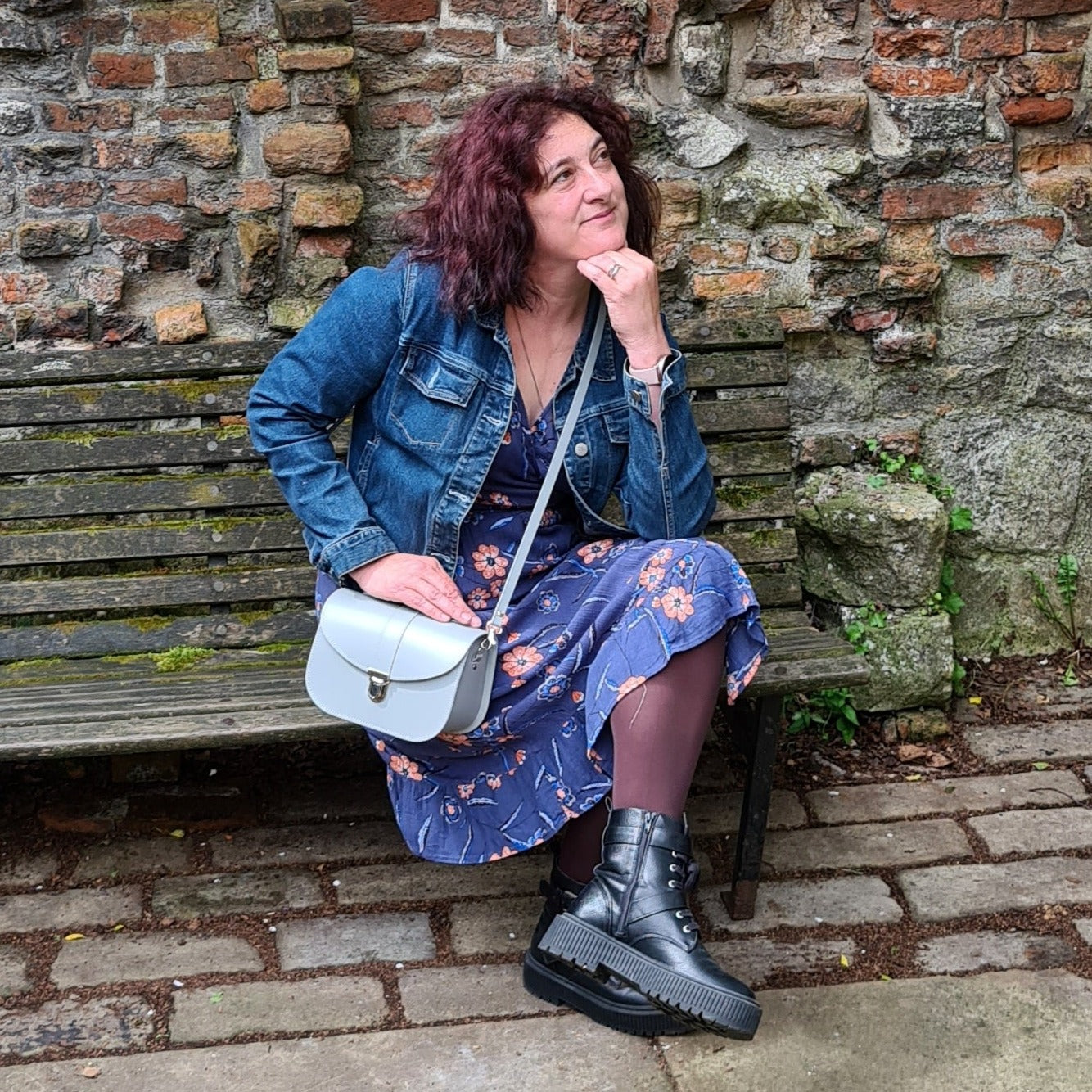 Olympia Handmade Leather Bag in Ghost Grey