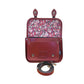 Floral Lined Leather Midi Satchel in Oxblood