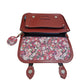 Floral Lined Leather Midi Satchel in Oxblood