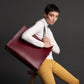 Handmade Leather Shopper in Marsala Red