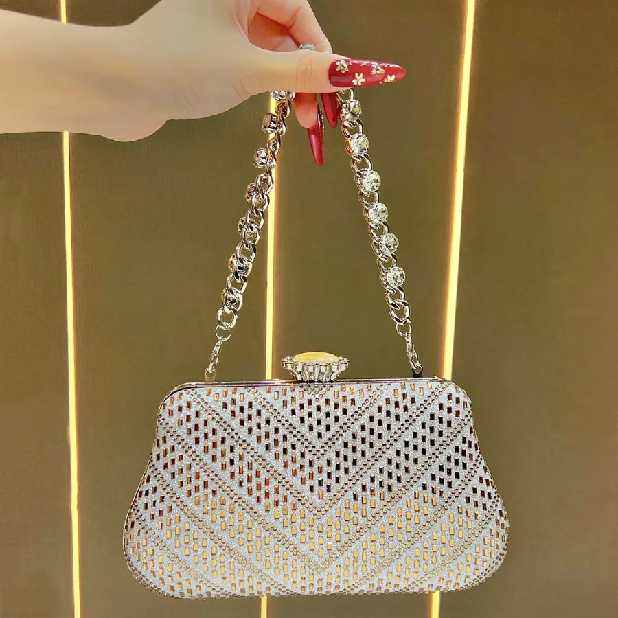 Women's Party Evening Bag, Diamond-Embedded Handbag