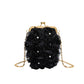 Floral-Embellished Clutch Shoulder Bag, Clasp Closure