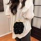 Floral-Embellished Clutch Shoulder Bag, Clasp Closure