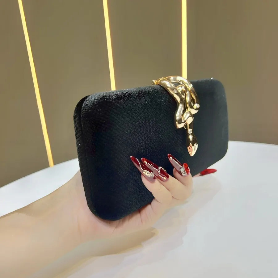 Fashion Velvet Clutch Bag with Snake Lock, Evening Bag