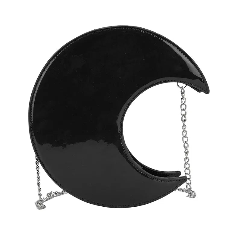 Fashion Half-Moon Mini Leather Handbag with Chain Strap