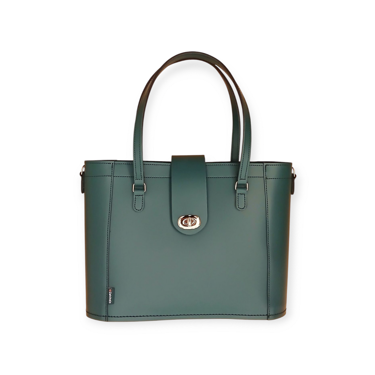 Leather Mini Twist Lock Shopper Bag in Pine