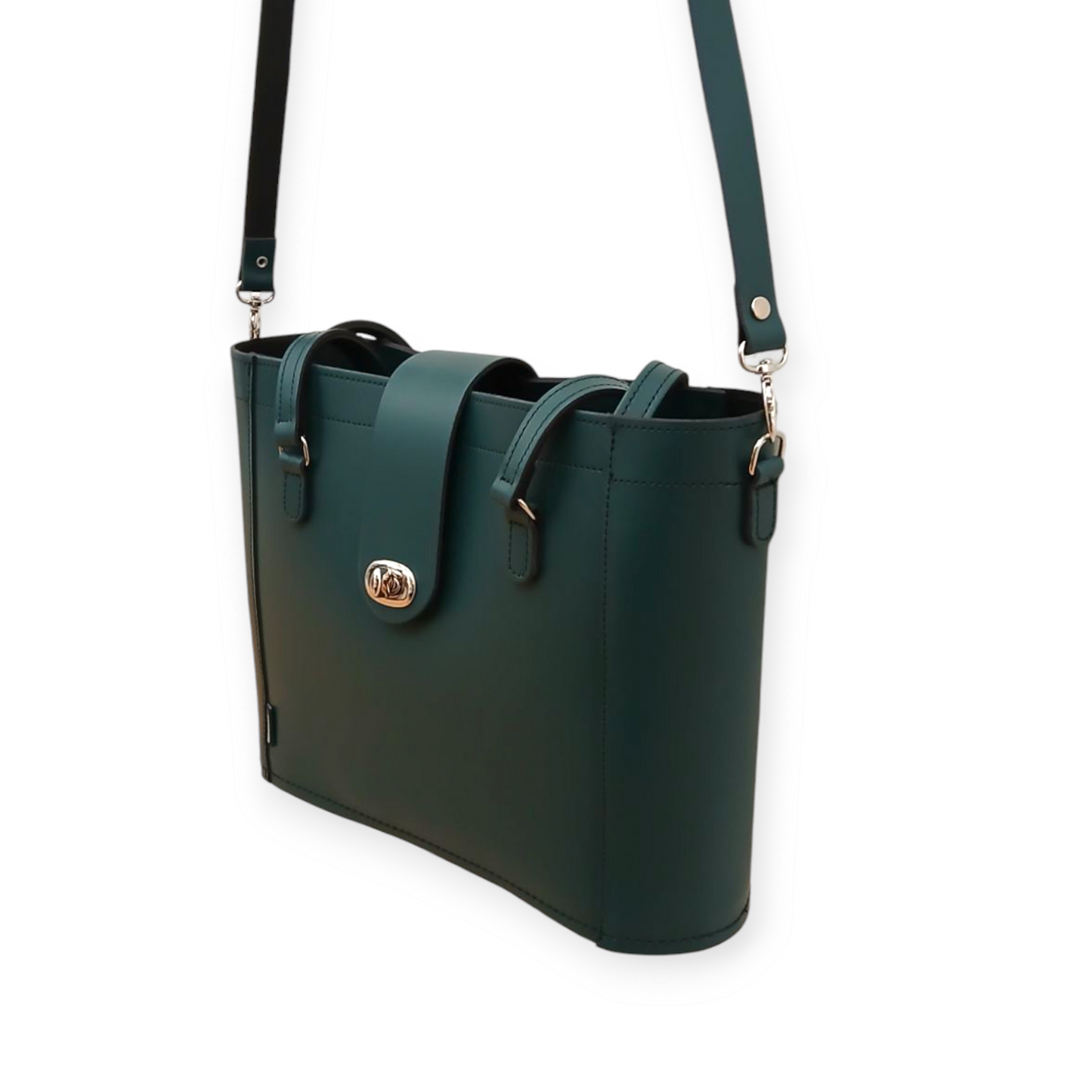 Leather Mini Twist Lock Shopper Bag in Pine