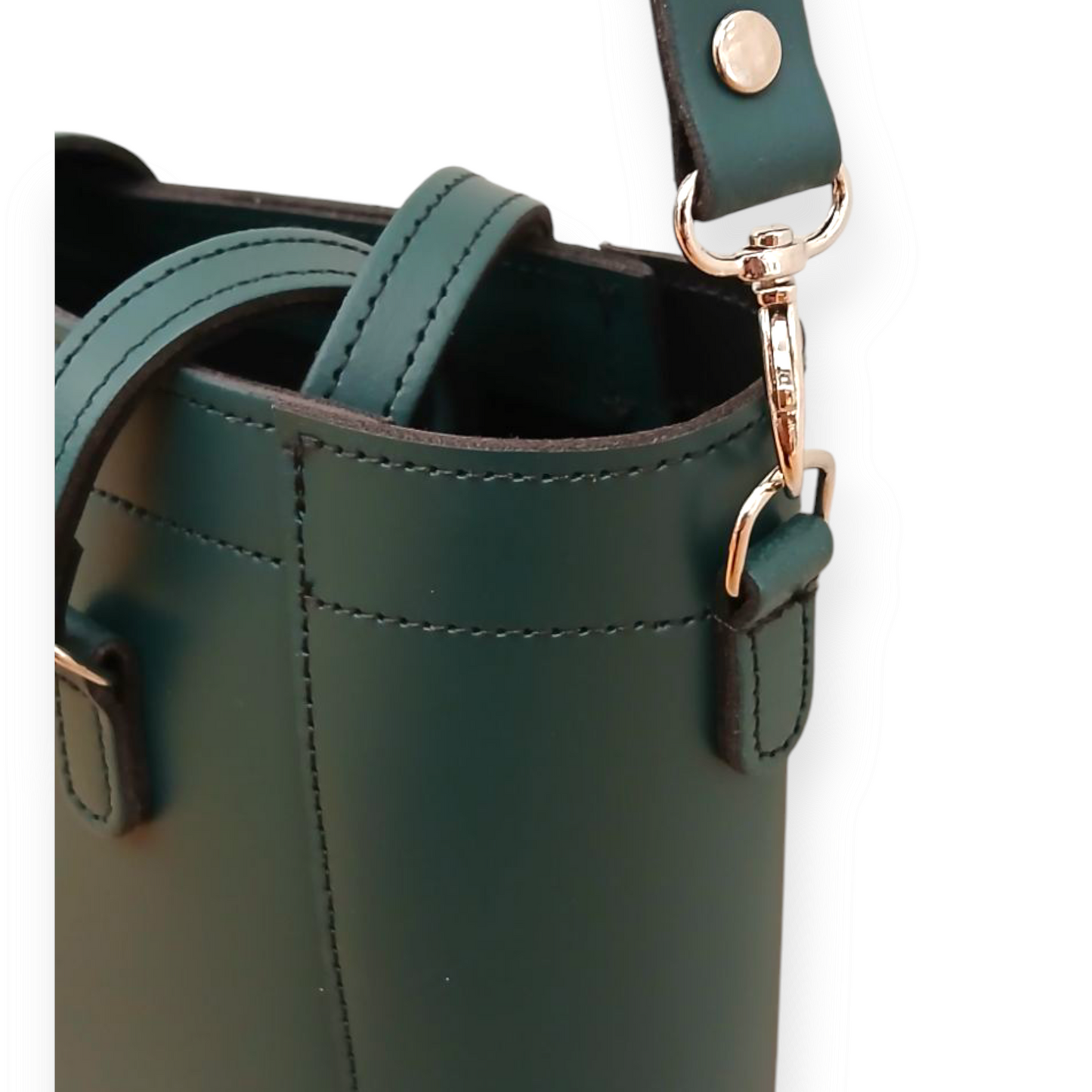 Leather Mini Twist Lock Shopper Bag in Pine