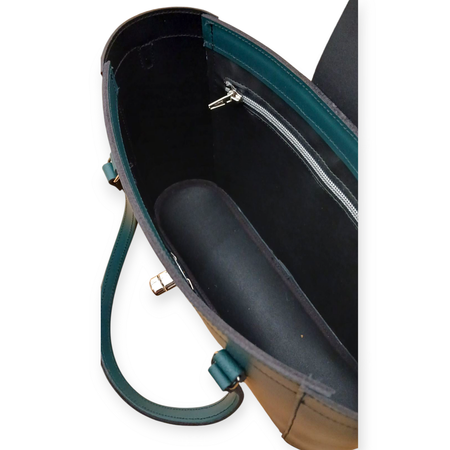 Leather Mini Twist Lock Shopper Bag in Pine