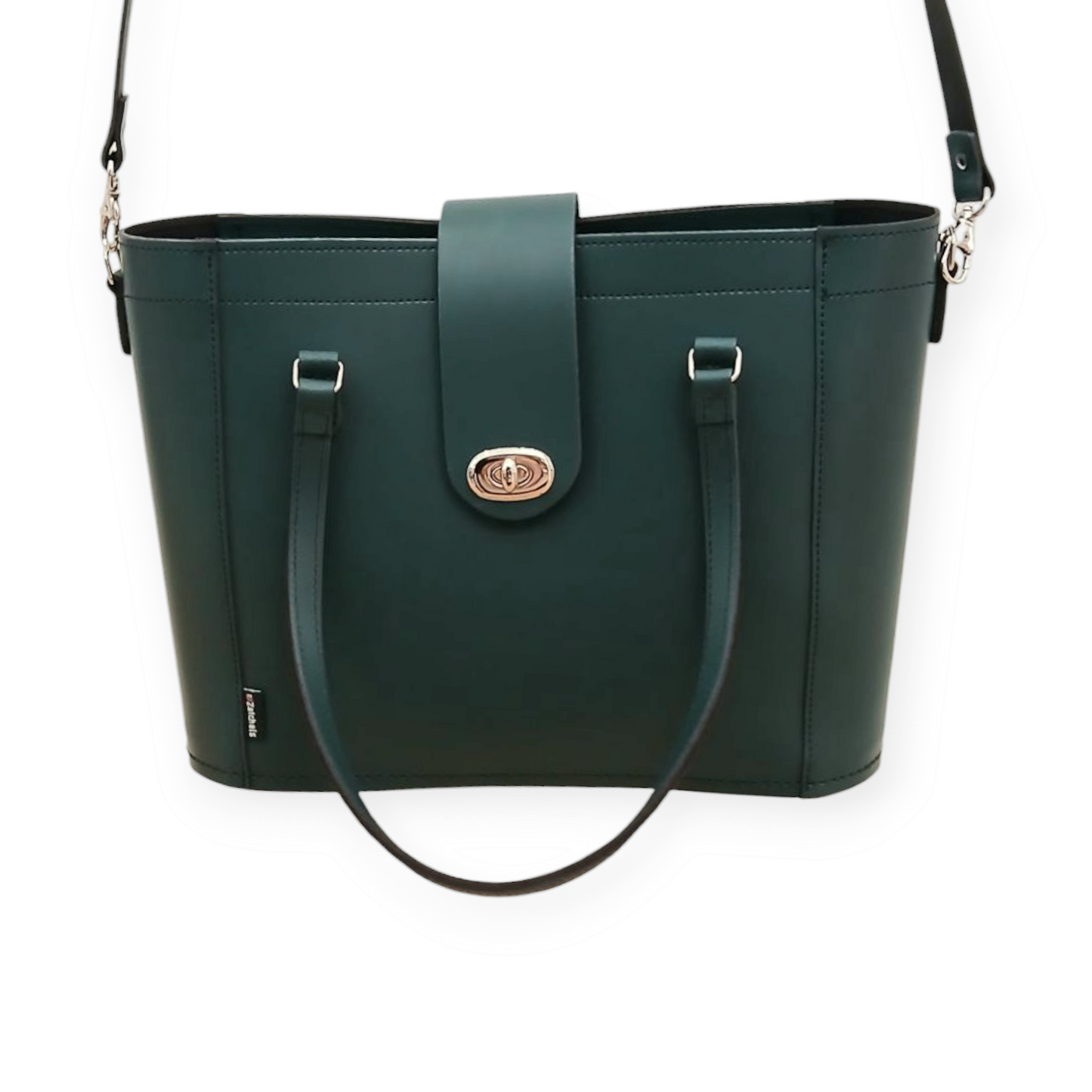Leather Mini Twist Lock Shopper Bag in Pine