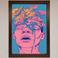 Pink Flowers on Face Framed Wall Art