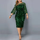 Vireous Elegant Sequin Long Flowing Sleeve Party Dress