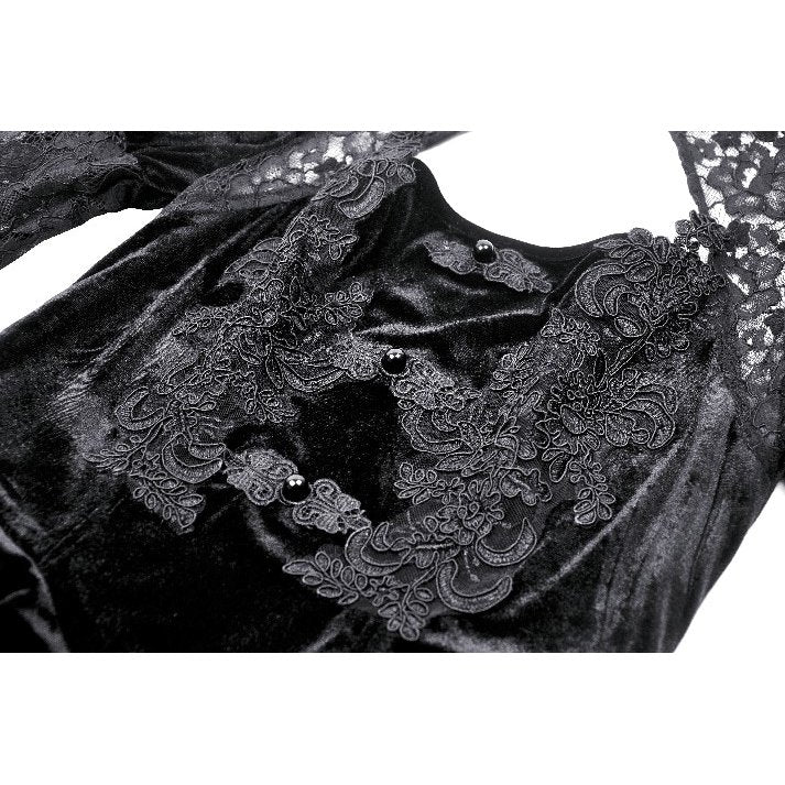Dark in Love Onyx Romantic Gothic Velvet Lace Princess Gown