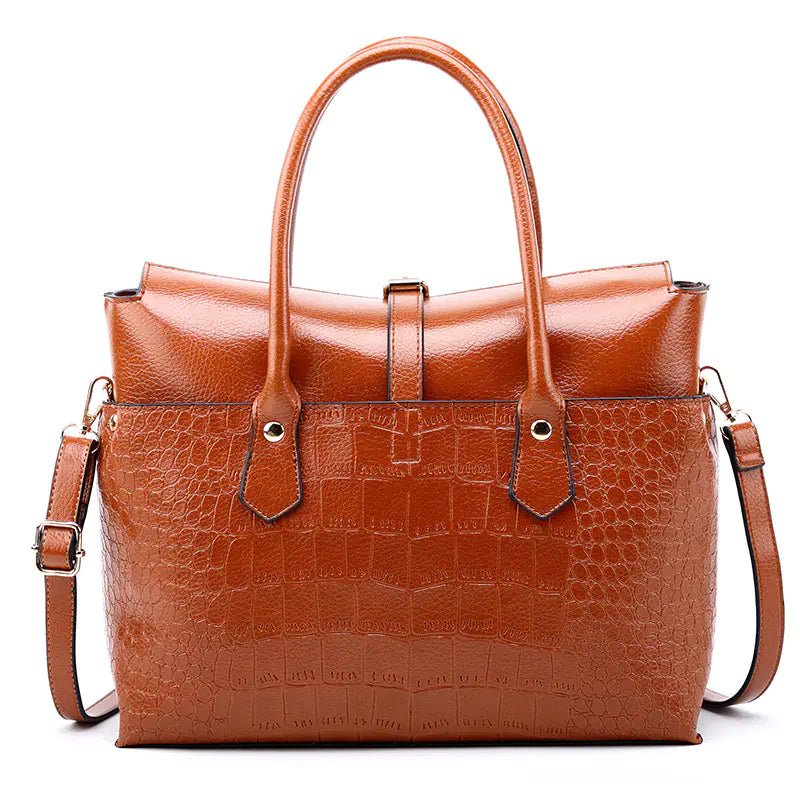Women's Classic Crocodile Tote and Shoulder Bag, Multicolours
