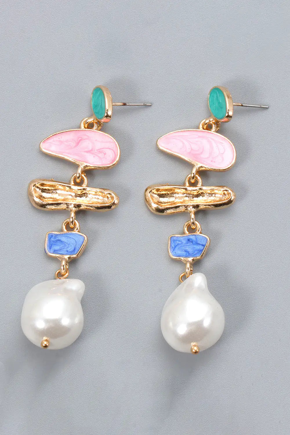 Abnormal Shape Zinc Alloy Pearl Dangle Earrings