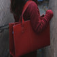 Handmade Leather Shopper in Red
