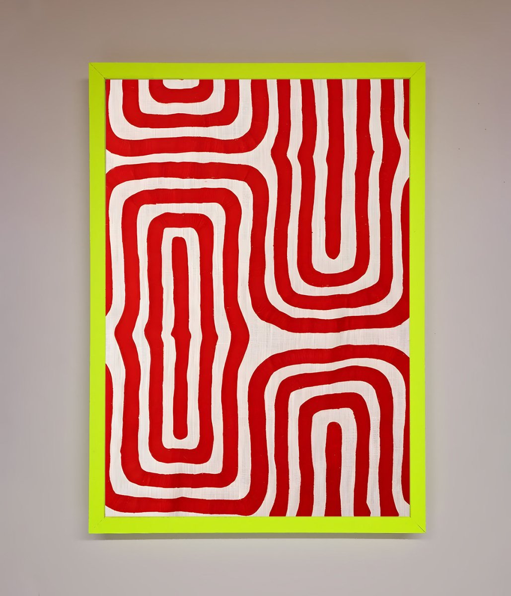 Red Waves Abstract Art Framed Poster