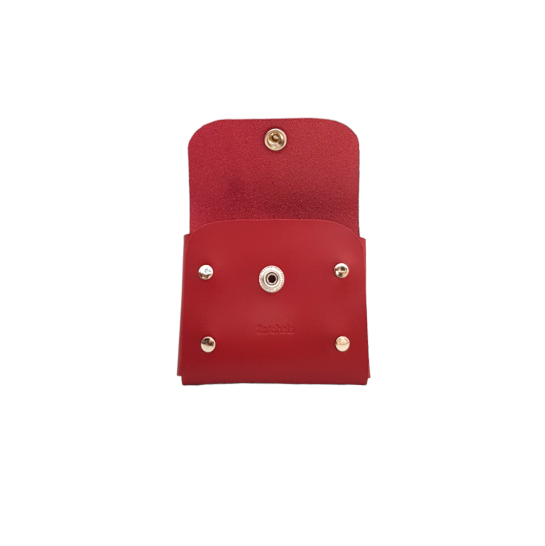Handmade Leather Simple Coin Purse in Red