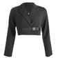 Vireous Women's Cropped Blazer with Belt Closure