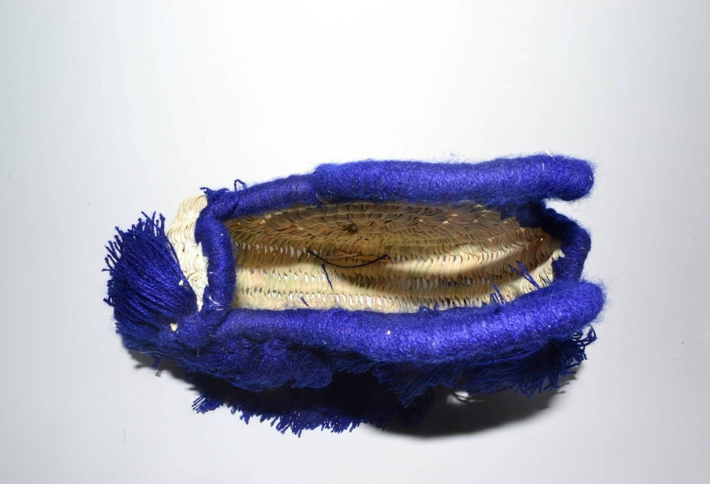 Chachiya Handmade Rustic Woven Suede Handbag with Palm Leaf Decoration