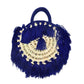 Chachiya Handmade Rustic Woven Suede Handbag with Palm Leaf Decoration