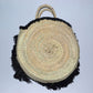 Chachiya Handmade Rustic Woven Suede Handbag with Palm Leaf Decoration