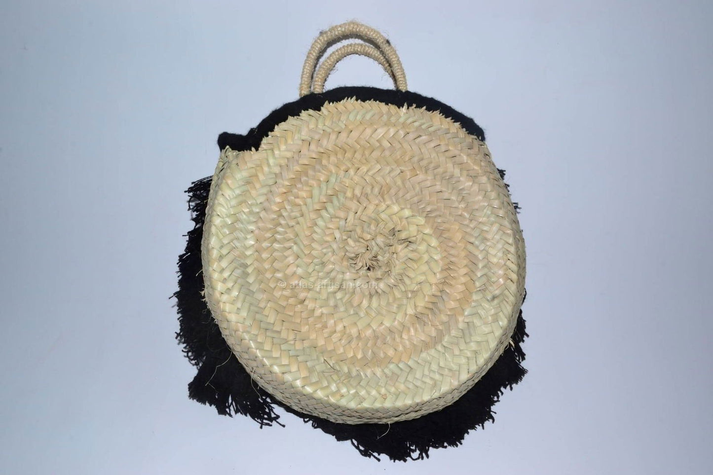 Chachiya Handmade Rustic Woven Suede Handbag with Palm Leaf Decoration