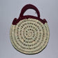 Chachiya Handmade Rustic Woven Suede Handbag with Palm Leaf Decoration