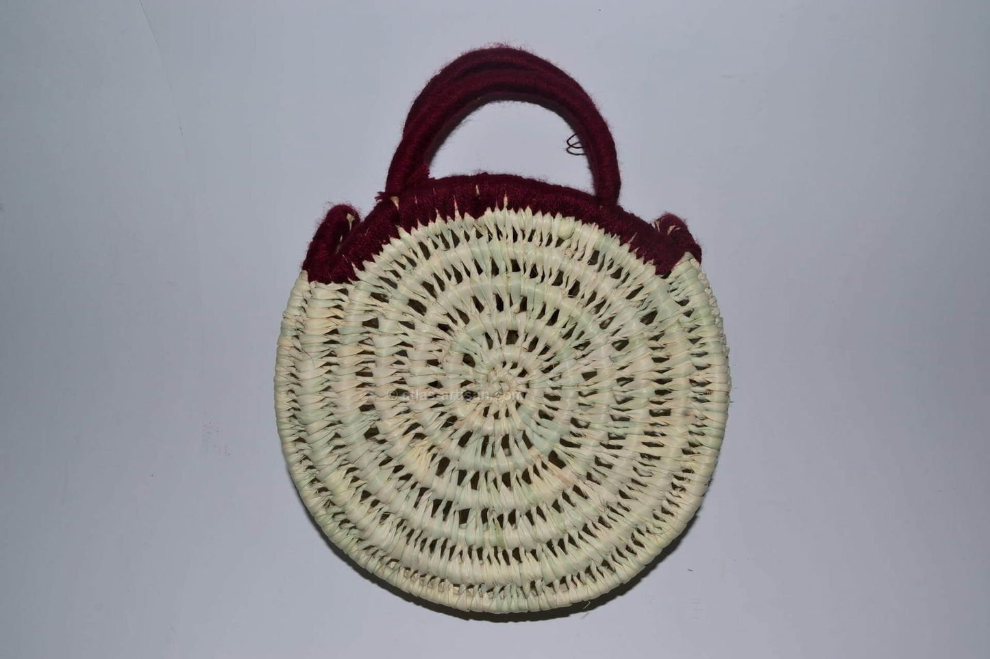 Chachiya Handmade Rustic Woven Suede Handbag with Palm Leaf Decoration