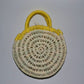 Chachiya Handmade Rustic Woven Suede Handbag with Palm Leaf Decoration