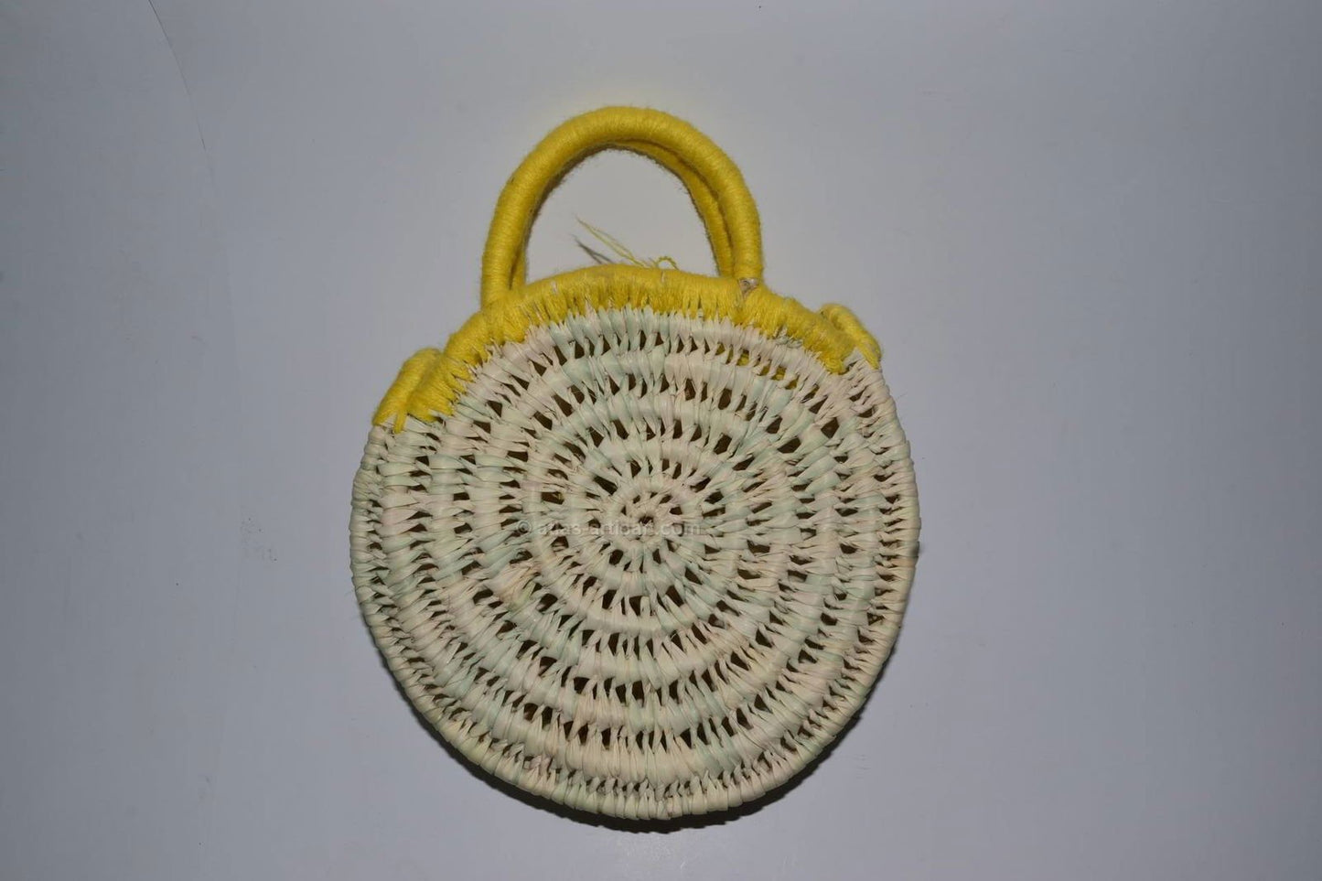 Chachiya Handmade Rustic Woven Suede Handbag with Palm Leaf Decoration