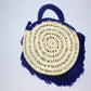 Chachiya Handmade Rustic Woven Suede Handbag with Palm Leaf Decoration