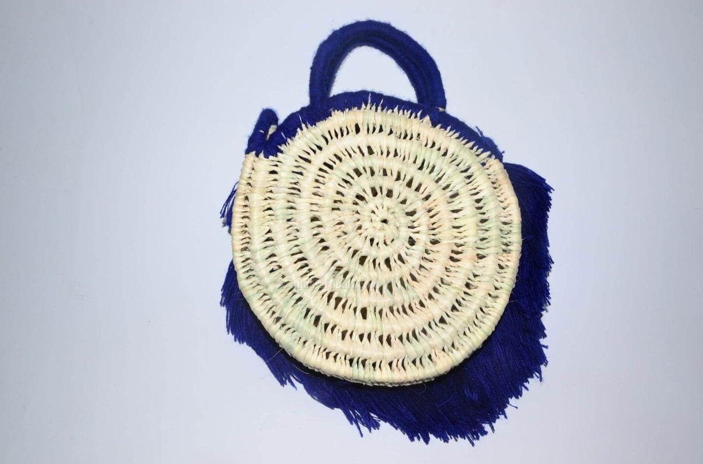 Chachiya Handmade Rustic Woven Suede Handbag with Palm Leaf Decoration