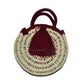 Chachiya Handmade Rustic Woven Suede Handbag with Palm Leaf Decoration