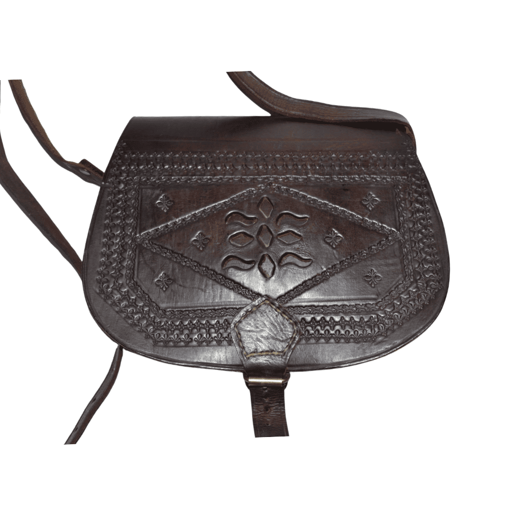 Marou Handmade Leather Handbag with Floral Stamp Pattern