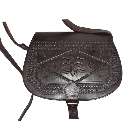 Marou Handmade Leather Handbag with Floral Stamp Pattern