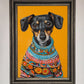 Sausage Dog in a Sweater Framed Print