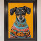 Sausage Dog in a Sweater Framed Print