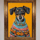 Sausage Dog in a Sweater Framed Print