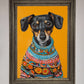 Sausage Dog in a Sweater Framed Print